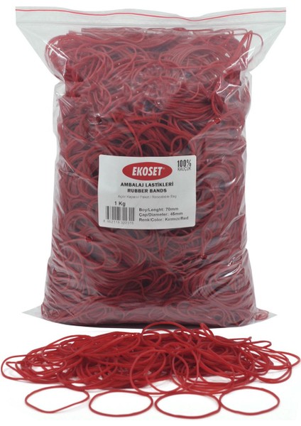 Kauçuk Paket Ambalaj Para Lastiği 70 mm Kırmızı 1 kg