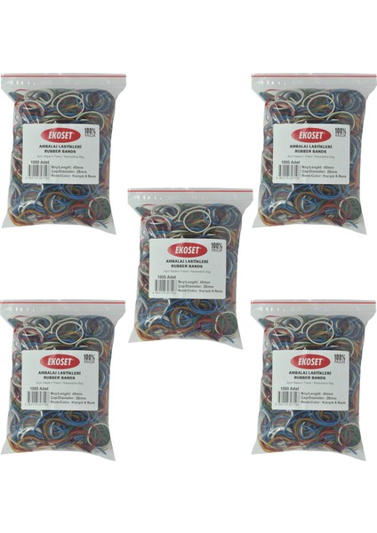6 Renk Paket Ambalaj Para Lastiği 40 mm 5000 Adet