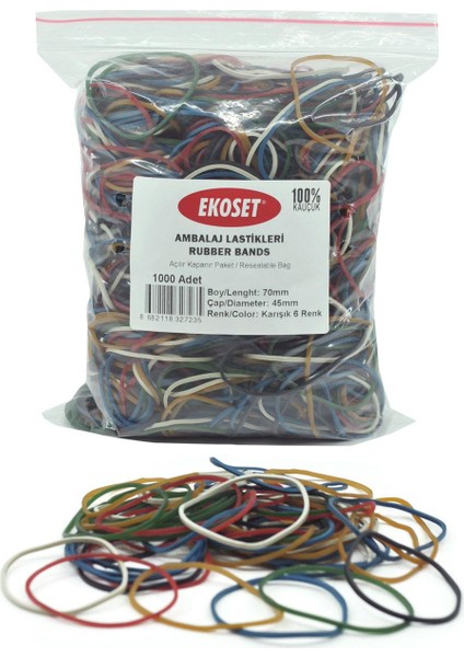 6 Renk Paket Para Lastiği 70 mm 1000 Adet