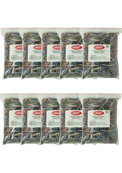 6 Renk Paket Para Lastiği 70 mm 10.000 Adet