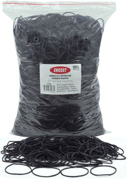 Kauçuk Paket Ambalaj Para Lastiği 70 mm Siyah 1 kg