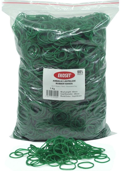 Kauçuk Paket Ambalaj Toka Para Lastiği 40 mm Yeşil 1 kg