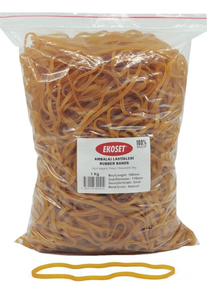 Geniş Kauçuk Paket Ambalaj Kasa Lastiği 18'lik 1 kg 180X3