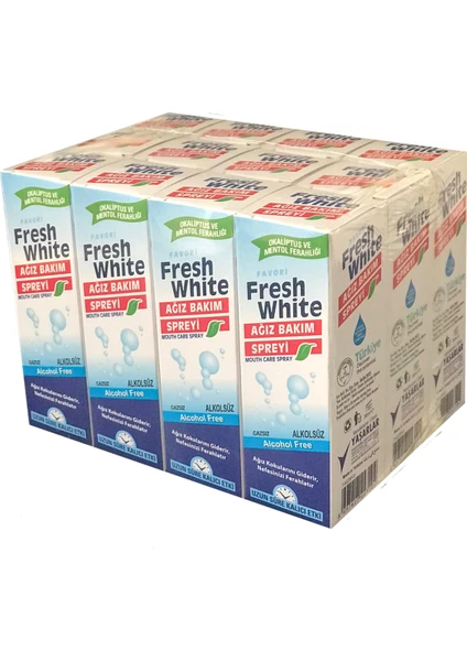 Fresh White Ağız Bakım Spreyi 30 ml 12'li Paket