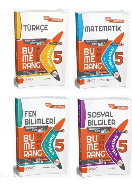 Günay Yayınları Gün&Ay Yayınları 5. Sınıf Bumerang 4'lü Akıllı Defter Seti(T-M-F-S)