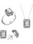 Gümüş Swarovski Baget Taşlı Pırlanta Modeli Üçlü Set 1