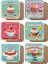 Cup Cakes Kupkek Temalı 6lı Ahşap Bardak Altlığı Seti 1