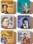 Orhan Veli, Cemal Süreya, Frida, W. Woolf, Oğuz Atay, G. Akın 6lı Ahşap Bardak Altlığı Seti 1