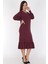 Bordo Eteği Fırfırlı Elbise 16E-0785 4