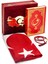Türkiye Haritalı Bayraklı Kadife Kutulu Kuran Seti Kırmızı 1