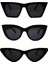 3'lü Cat Eye Dörtgen Güneş Gözlüğü (Siyah) - Cat Eye Oval Güneş Gözlüğü (Siyah) - Cat Eye Retro Güneş Gözlüğü (Siyah) 1