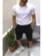 Unisex Siyah Rahat Kalıp Günlük Şort 3