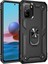Xiaomi Redmi Note 10 Kılıf Çift Katmanlı Yüzüklü Manyetik Vega Kapak Siyah + Tam Kaplayan 5d Cam Ekran Koruyucu 1
