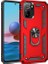 Xiaomi Redmi Note 10 Kılıf Çift Katmanlı Yüzüklü Manyetik Vega Kapak Kırmızı + Tam Kaplayan 5d Cam Ekran Koruyucu 1