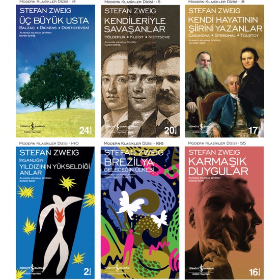 Stefan Zweig 6 Kitap Set / Üç Büyük Usta - Kendileriyle Savaşanlar - Kendi Hayatının Şiirini Yazanlar - Insanlığın Yıldızının Yükseldiği Anlar - Brezilya - Karmaşık Duygular